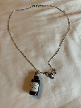 Silver Bead Chain Necklace Blood of Bat